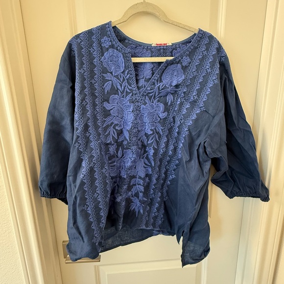Johnny Was Tops - Johnny Was Blue Embroidered Blouse
